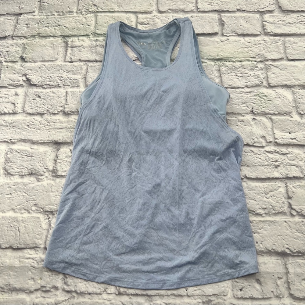 ZYIA Active Women's Light Blue Tank Top Size Small Built in Padded Sports Bra - Picture 2 of 11